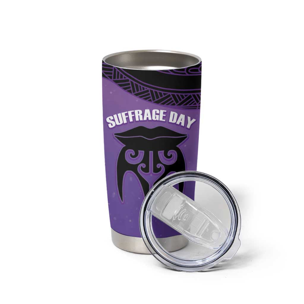 Personalised New Zealand Suffrage Day Tumbler Cup Maori Tattoo Galaxy Vibe - Polynesian Pride