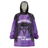 Personalised New Zealand Suffrage Day Wearable Blanket Hoodie Maori Tattoo Galaxy Vibe LT14 One Size Purple - Polynesian Pride