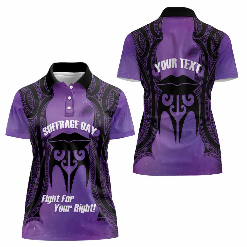 Personalised New Zealand Suffrage Day Women Polo Shirt Maori Tattoo Galaxy Vibe - Polynesian Pride