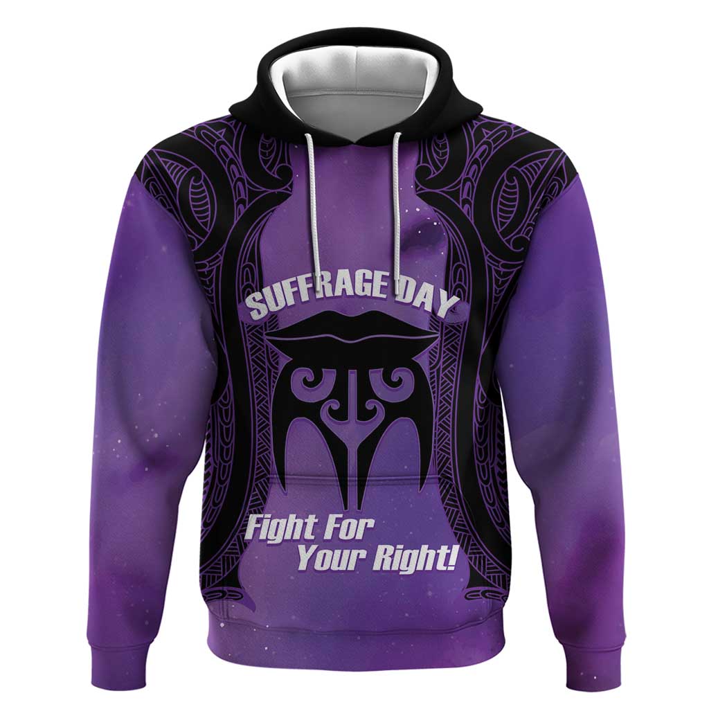 Personalised New Zealand Suffrage Day Zip Hoodie Maori Tattoo Galaxy Vibe LT14 Pullover Hoodie Purple - Polynesian Pride
