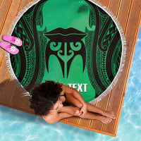Personalised Moko Kauae New Zealand Beach Blanket Maori Chin Tattoo Green LT14 - Polynesian Pride