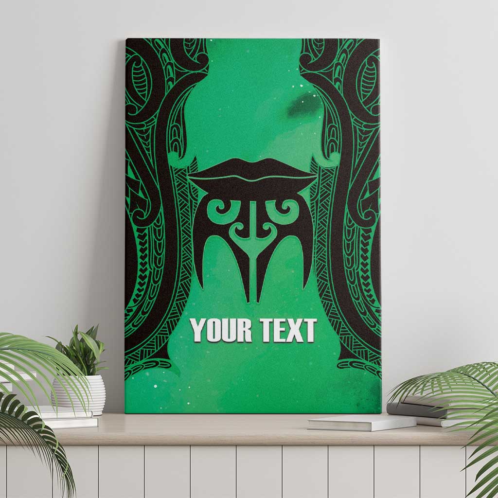 Personalised Moko Kauae New Zealand Canvas Wall Art Maori Chin Tattoo Green LT14 - Polynesian Pride