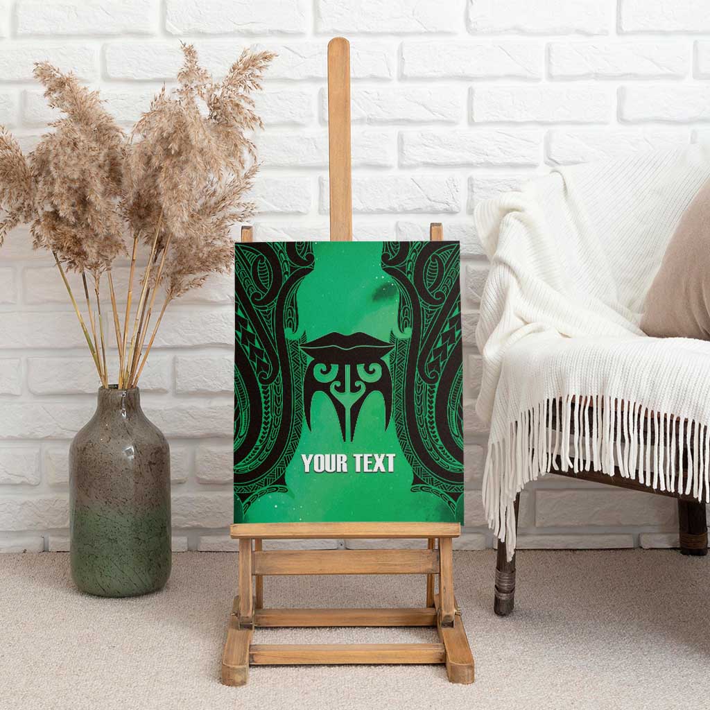 Personalised Moko Kauae New Zealand Canvas Wall Art Maori Chin Tattoo Green LT14 - Polynesian Pride