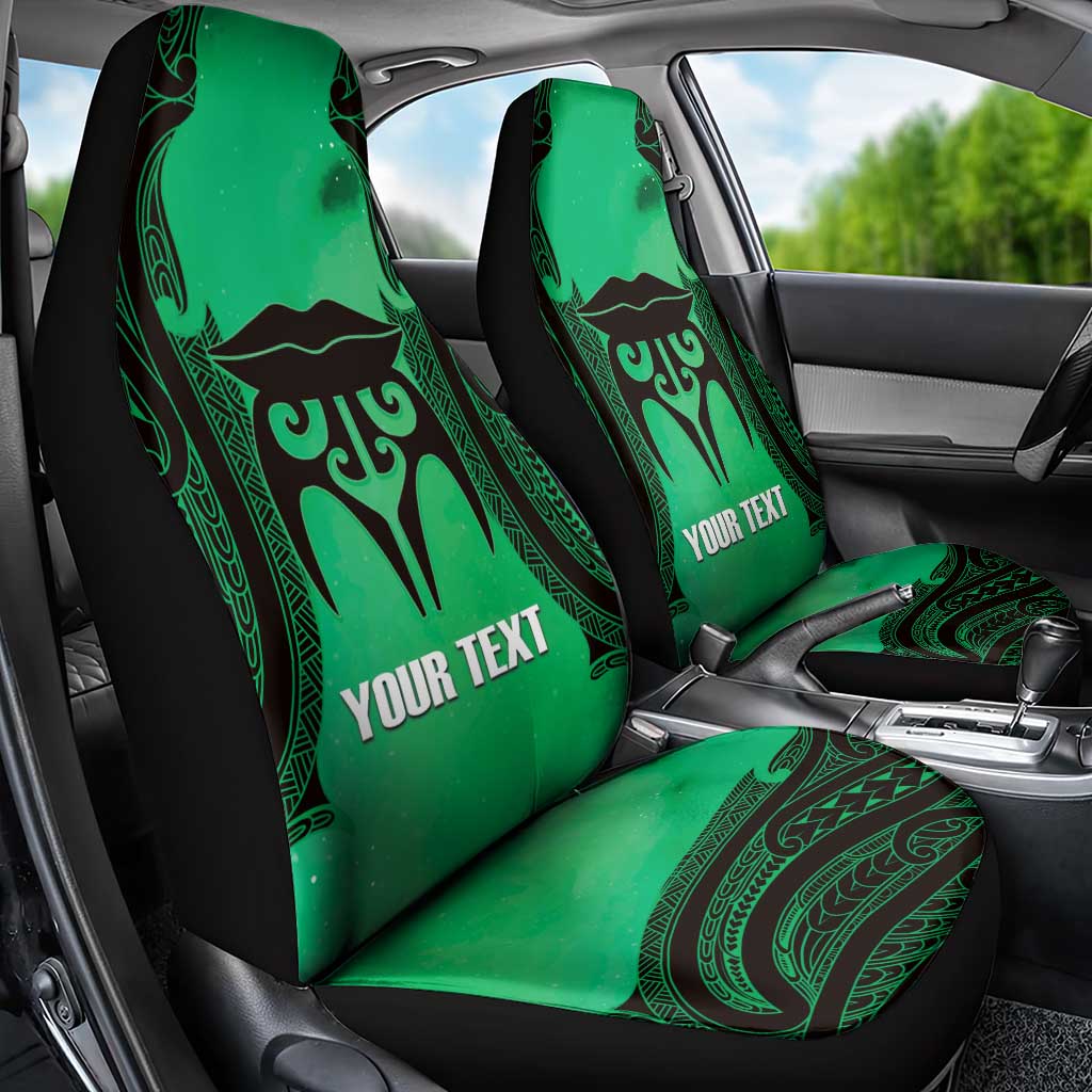 Personalised Moko Kauae New Zealand Car Seat Cover Maori Chin Tattoo Green - Polynesian Pride