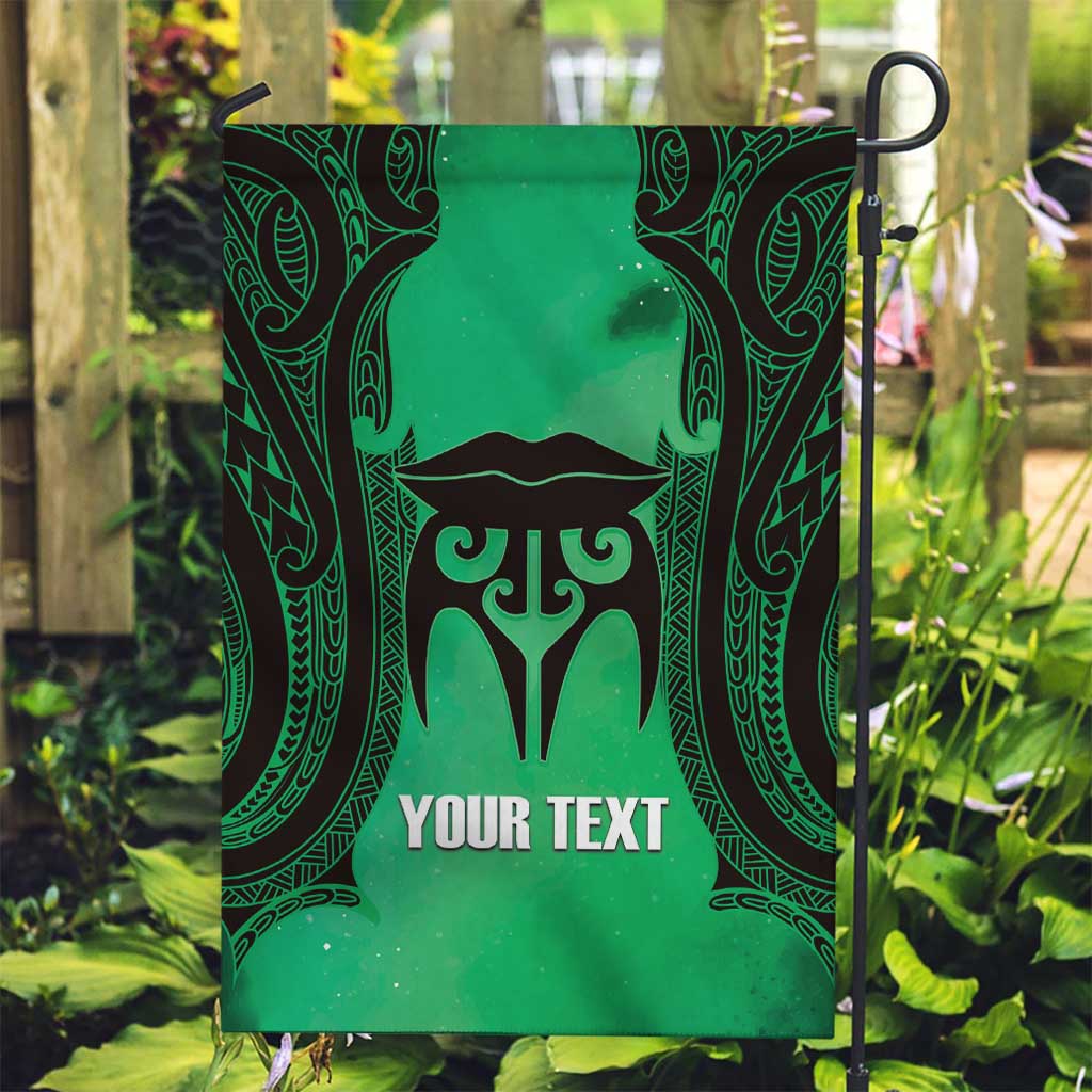 Personalised Moko Kauae New Zealand Garden Flag Maori Chin Tattoo Green LT14 Garden Flag Green - Polynesian Pride