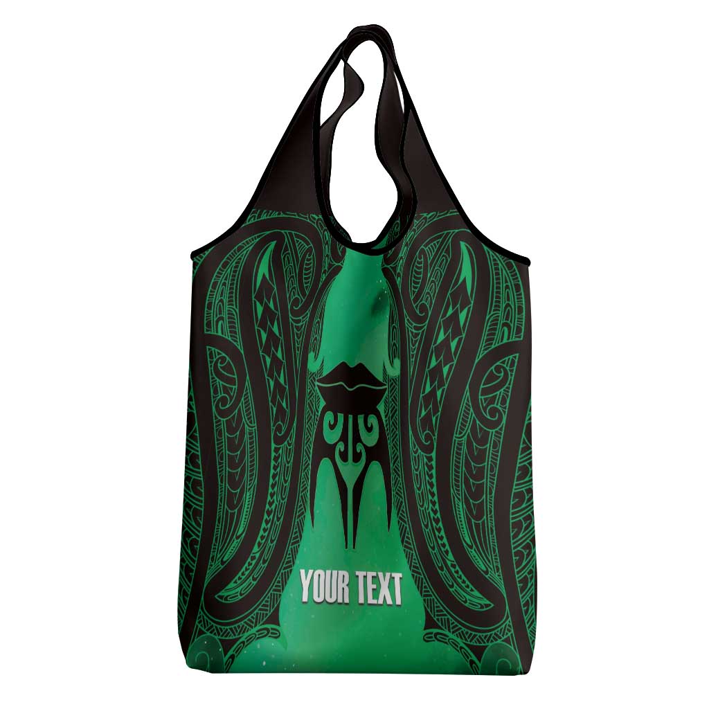 Personalised Moko Kauae New Zealand Grocery Bag Maori Chin Tattoo Green LT14 - Polynesian Pride