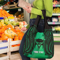Personalised Moko Kauae New Zealand Grocery Bag Maori Chin Tattoo Green LT14 - Polynesian Pride