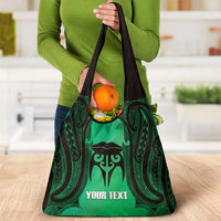 Personalised Moko Kauae New Zealand Grocery Bag Maori Chin Tattoo Green LT14 - Polynesian Pride