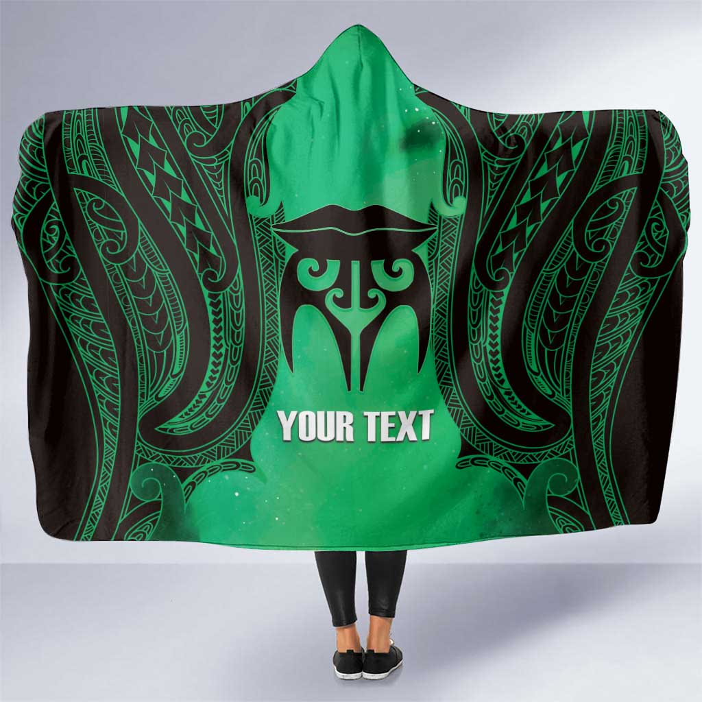 Personalised Moko Kauae New Zealand Hooded Blanket Maori Chin Tattoo Green LT14 One Size Green - Polynesian Pride