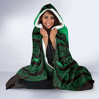 Personalised Moko Kauae New Zealand Hooded Blanket Maori Chin Tattoo Green LT14 - Polynesian Pride