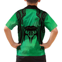 Personalised Moko Kauae New Zealand Kid Hawaiian Shirt Maori Chin Tattoo Green LT14 - Polynesian Pride