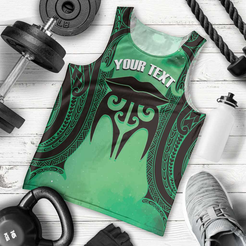 Personalised Moko Kauae New Zealand Men Tank Top Maori Chin Tattoo Green LT14 - Polynesian Pride