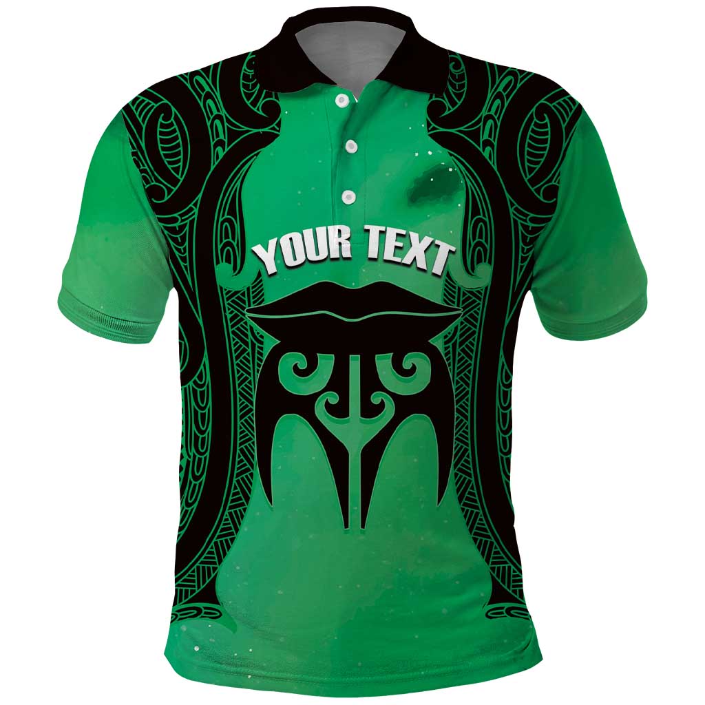 Personalised Moko Kauae New Zealand Polo Shirt Maori Chin Tattoo Green LT14 Green - Polynesian Pride