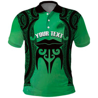 Personalised Moko Kauae New Zealand Polo Shirt Maori Chin Tattoo Green LT14 Green - Polynesian Pride