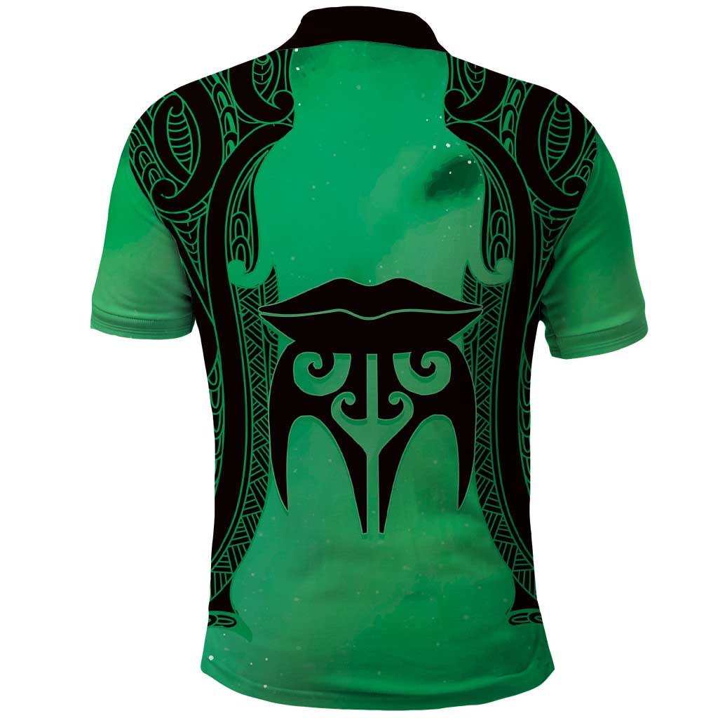 Personalised Moko Kauae New Zealand Polo Shirt Maori Chin Tattoo Green LT14 - Polynesian Pride