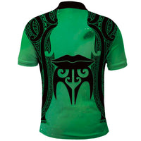 Personalised Moko Kauae New Zealand Polo Shirt Maori Chin Tattoo Green LT14 - Polynesian Pride