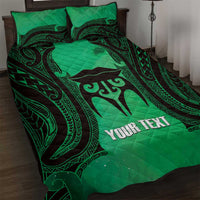 Personalised Moko Kauae New Zealand Quilt Bed Set Maori Chin Tattoo Green LT14 Green - Polynesian Pride