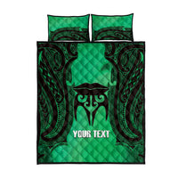 Personalised Moko Kauae New Zealand Quilt Bed Set Maori Chin Tattoo Green LT14 - Polynesian Pride