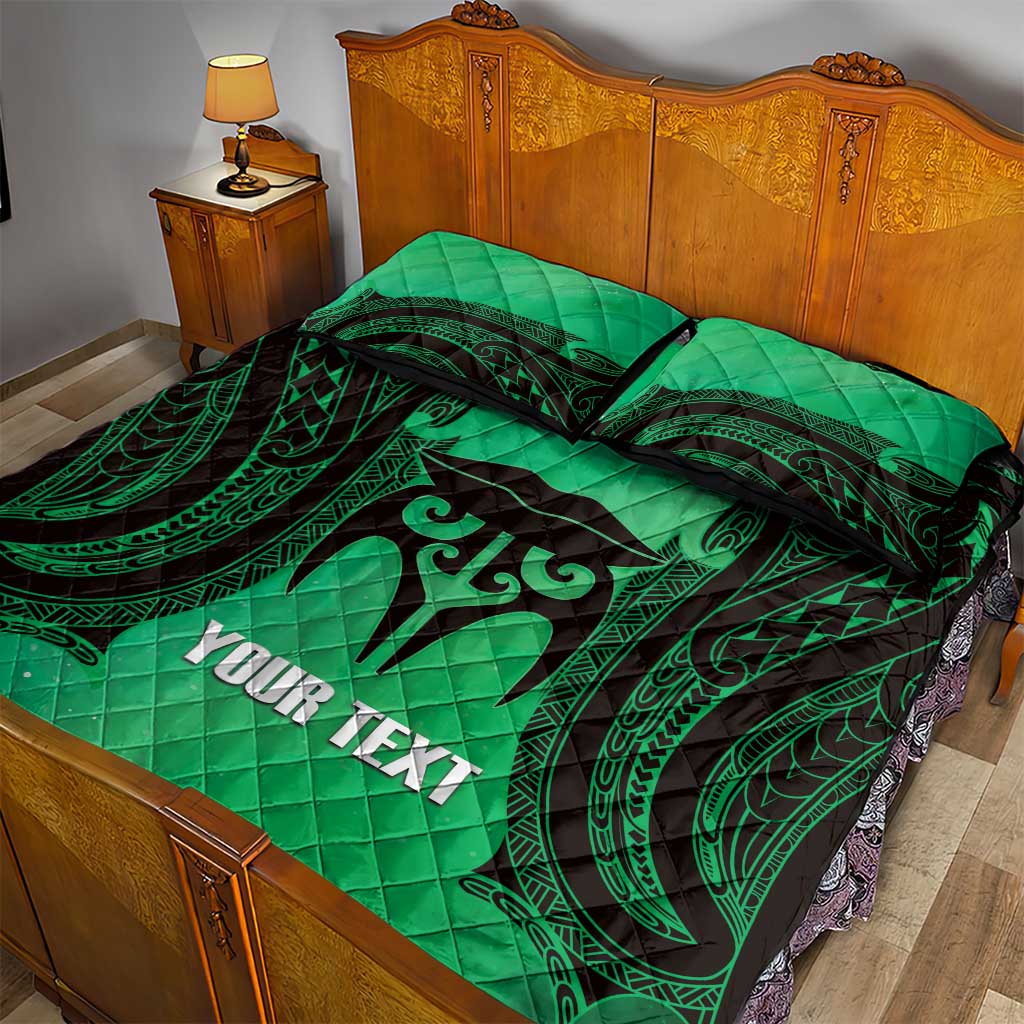Personalised Moko Kauae New Zealand Quilt Bed Set Maori Chin Tattoo Green LT14 - Polynesian Pride