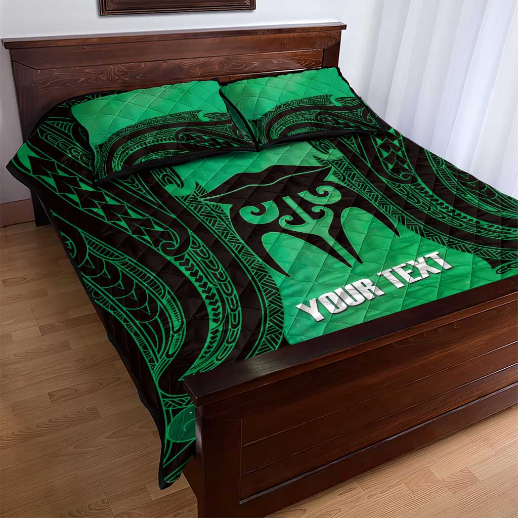 Personalised Moko Kauae New Zealand Quilt Bed Set Maori Chin Tattoo Green LT14 - Polynesian Pride