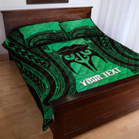 Personalised Moko Kauae New Zealand Quilt Bed Set Maori Chin Tattoo Green LT14 - Polynesian Pride