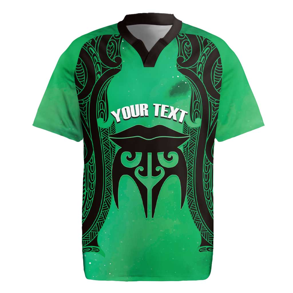 Personalised Moko Kauae New Zealand Rugby Jersey Maori Chin Tattoo Green LT14 Green - Polynesian Pride