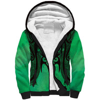Personalised Moko Kauae New Zealand Sherpa Hoodie Maori Chin Tattoo Green LT14 Unisex Green - Polynesian Pride
