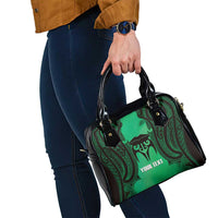 Personalised Moko Kauae New Zealand Shoulder Handbag Maori Chin Tattoo Green LT14 - Polynesian Pride