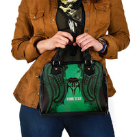 Personalised Moko Kauae New Zealand Shoulder Handbag Maori Chin Tattoo Green LT14 - Polynesian Pride