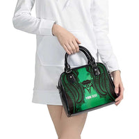Personalised Moko Kauae New Zealand Shoulder Handbag Maori Chin Tattoo Green LT14 - Polynesian Pride