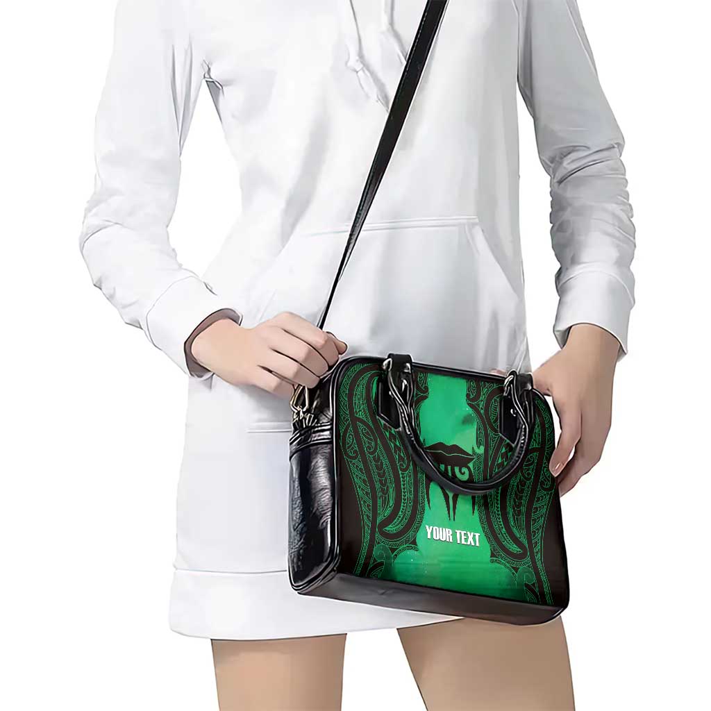 Personalised Moko Kauae New Zealand Shoulder Handbag Maori Chin Tattoo Green LT14 - Polynesian Pride