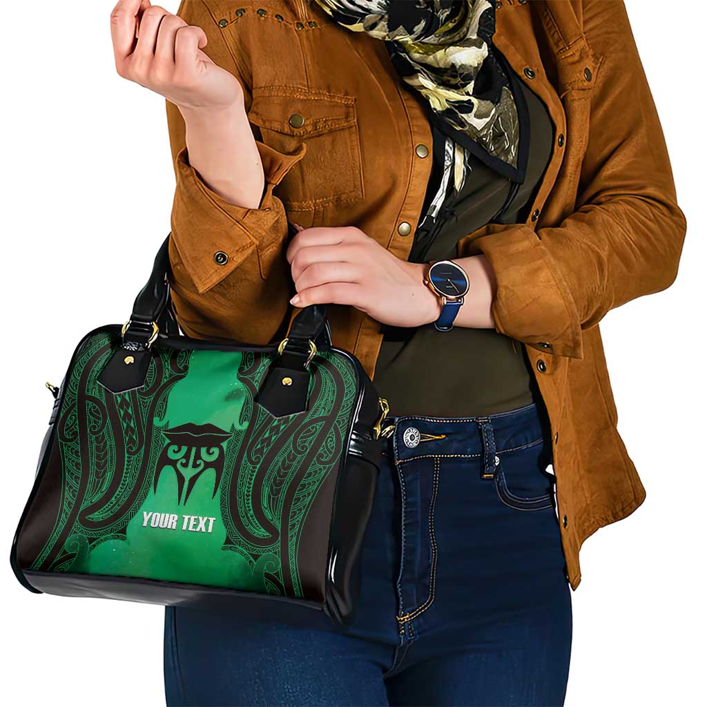 Personalised Moko Kauae New Zealand Shoulder Handbag Maori Chin Tattoo Green LT14 - Polynesian Pride