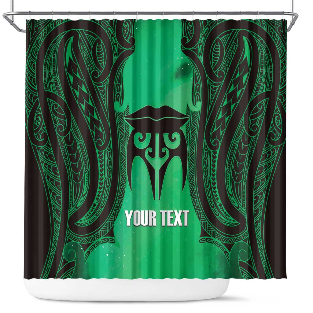 Personalised Moko Kauae New Zealand Shower Curtain Maori Chin Tattoo Green LT14 Green - Polynesian Pride