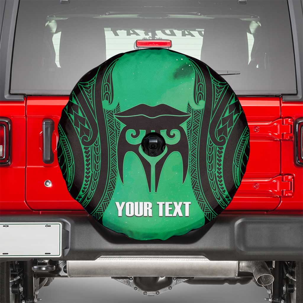 Personalised Moko Kauae New Zealand Spare Tire Cover Maori Chin Tattoo Green LT14 - Polynesian Pride