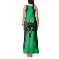 Personalised Moko Kauae New Zealand Tank Maxi Dress Maori Chin Tattoo Green LT14 - Polynesian Pride