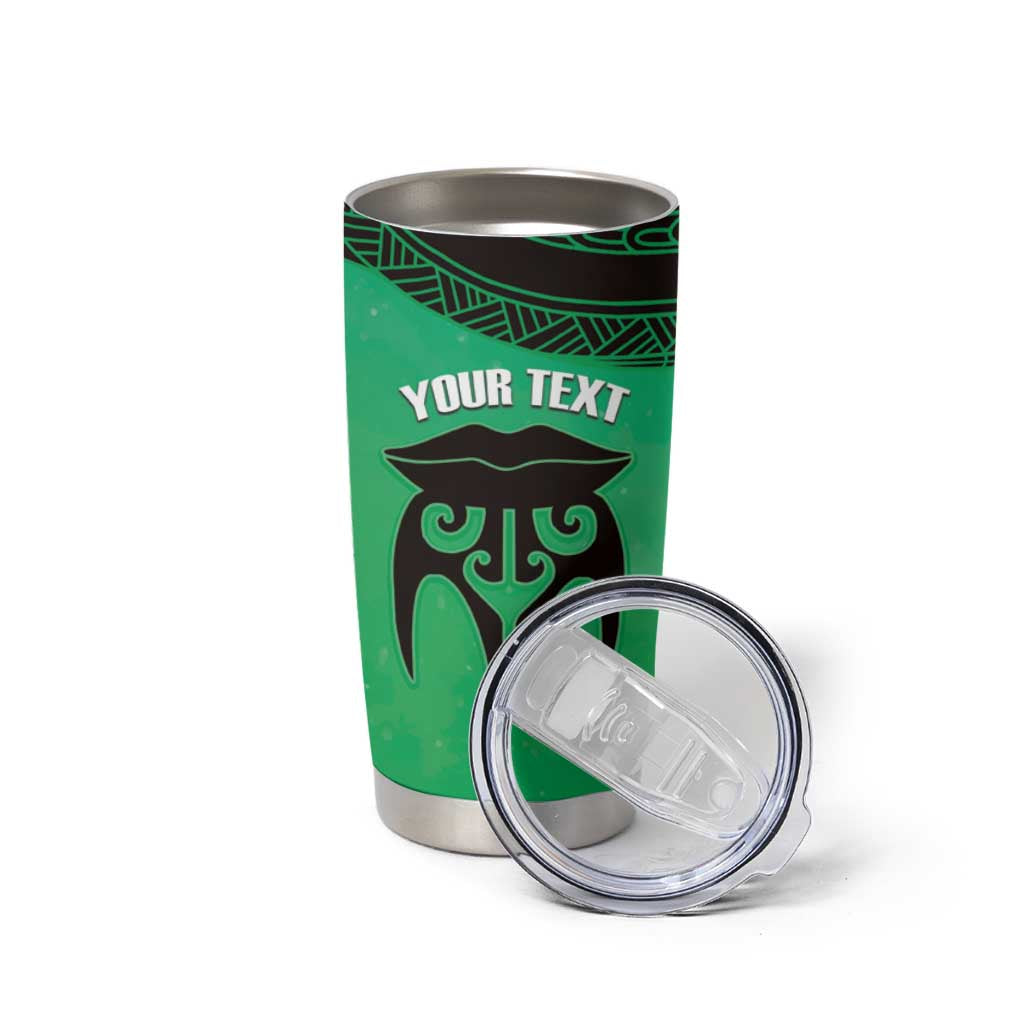 Personalised Moko Kauae New Zealand Tumbler Cup Maori Chin Tattoo Green LT14 - Polynesian Pride