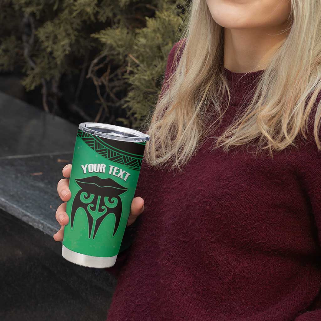 Personalised Moko Kauae New Zealand Tumbler Cup Maori Chin Tattoo Green LT14 - Polynesian Pride