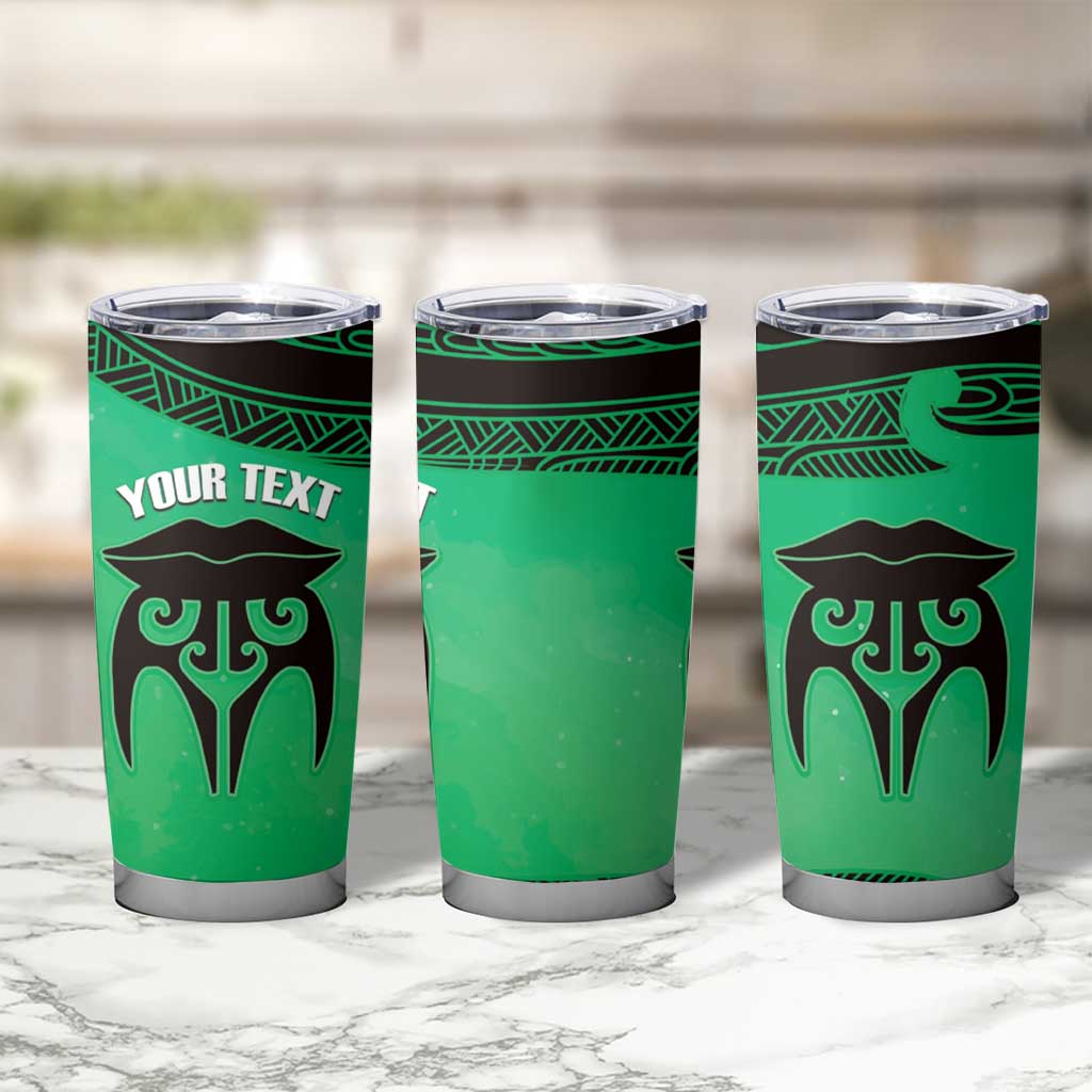 Personalised Moko Kauae New Zealand Tumbler Cup Maori Chin Tattoo Green LT14 - Polynesian Pride