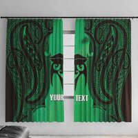 Personalised Moko Kauae New Zealand Window Curtain Maori Chin Tattoo Green LT14 With Hooks Green - Polynesian Pride