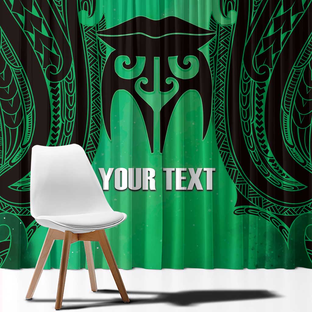 Personalised Moko Kauae New Zealand Window Curtain Maori Chin Tattoo Green LT14 - Polynesian Pride