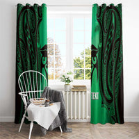 Personalised Moko Kauae New Zealand Window Curtain Maori Chin Tattoo Green LT14 - Polynesian Pride