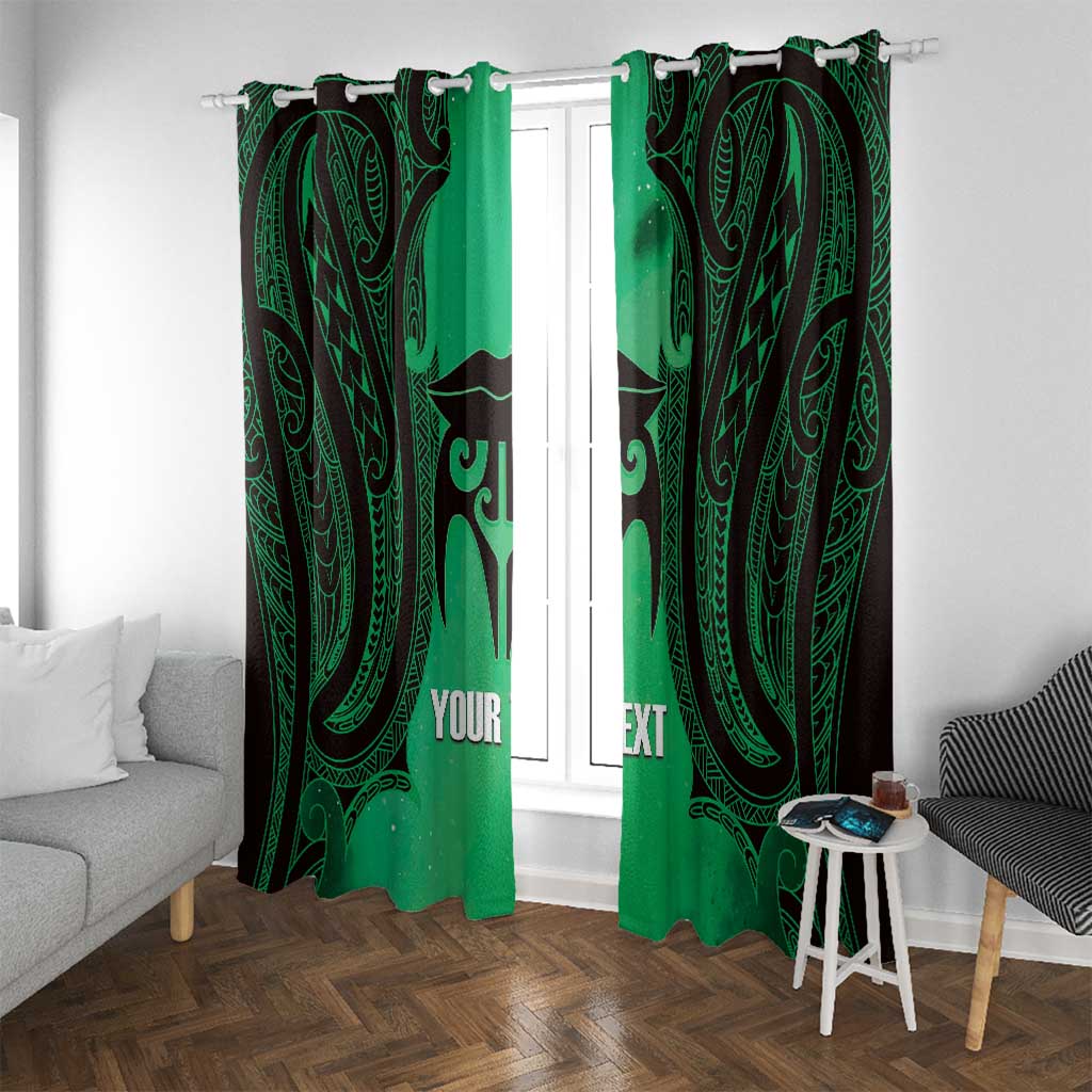 Personalised Moko Kauae New Zealand Window Curtain Maori Chin Tattoo Green LT14 With Grommets Green - Polynesian Pride
