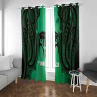 Personalised Moko Kauae New Zealand Window Curtain Maori Chin Tattoo Green LT14 With Grommets Green - Polynesian Pride