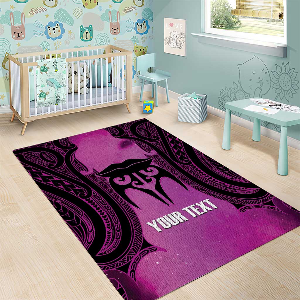 Personalised Moko Kauae New Zealand Area Rug Maori Chin Tattoo Pink - Polynesian Pride