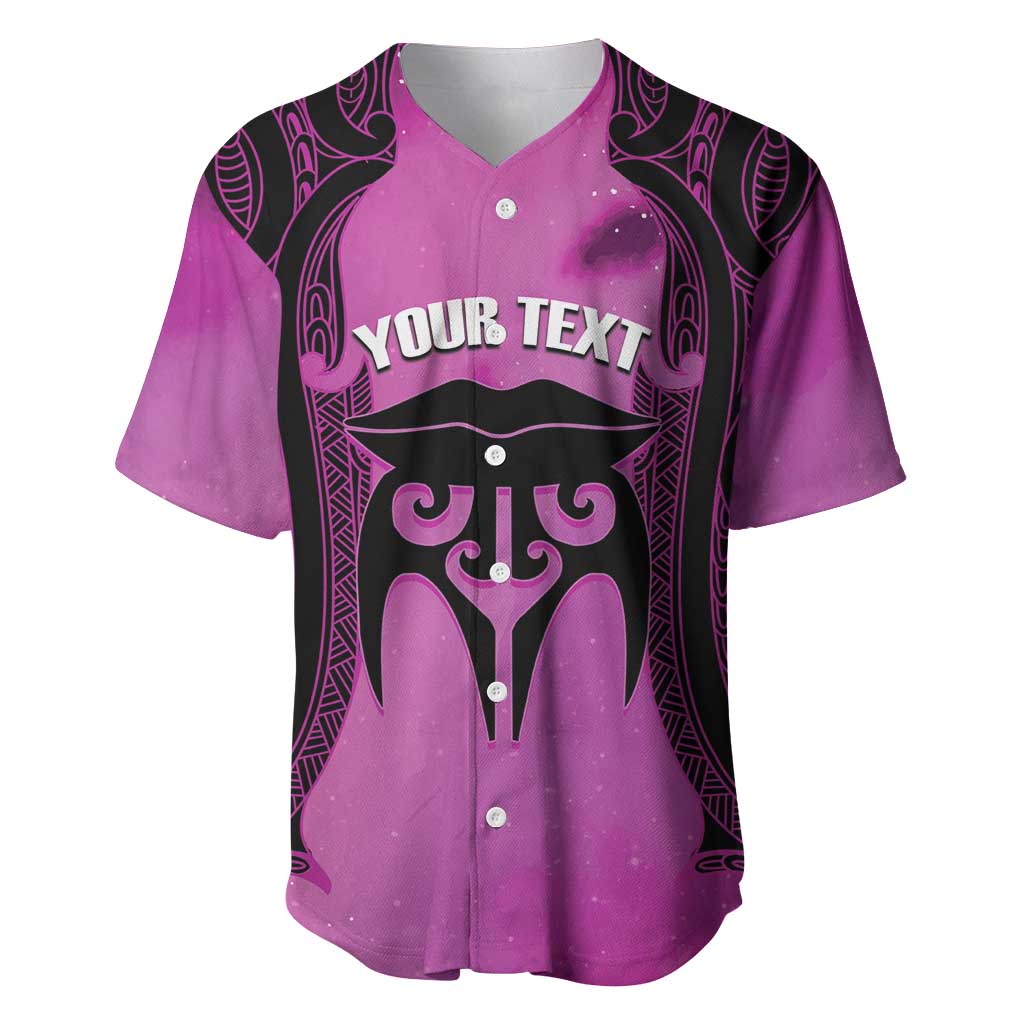 Personalised Moko Kauae New Zealand Baseball Jersey Maori Chin Tattoo Pink LT14 Pink - Polynesian Pride