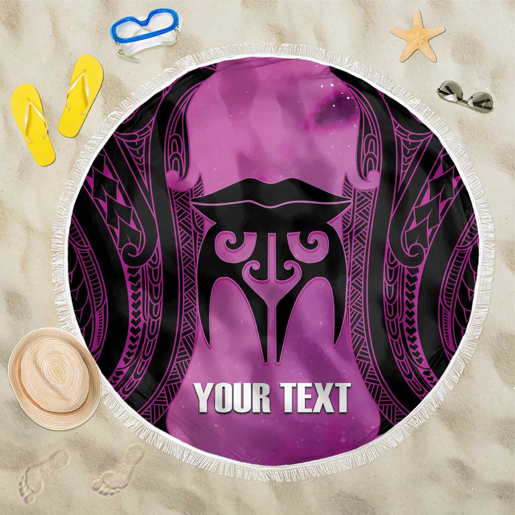 Personalised Moko Kauae New Zealand Beach Blanket Maori Chin Tattoo Pink LT14 One Size 150cm Pink - Polynesian Pride
