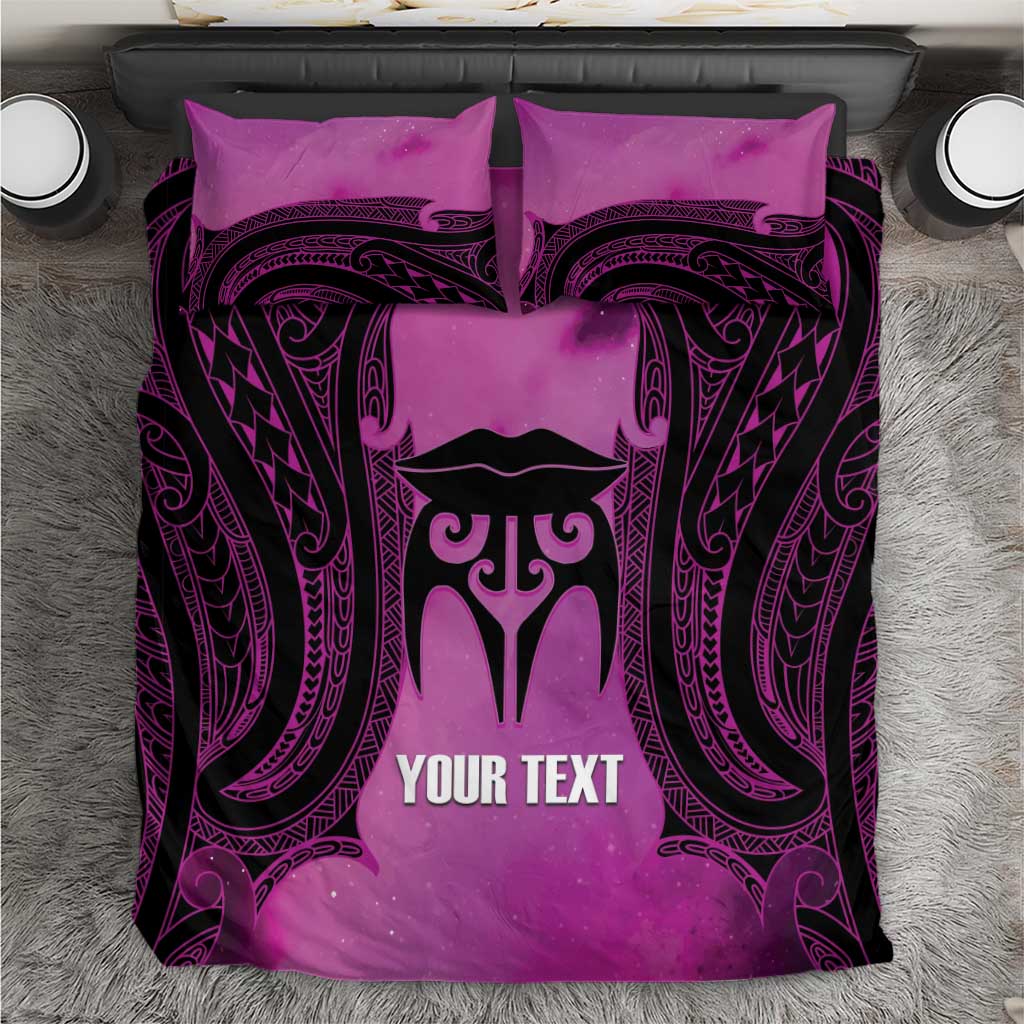 Personalised Moko Kauae New Zealand Bedding Set Maori Chin Tattoo Pink - Polynesian Pride