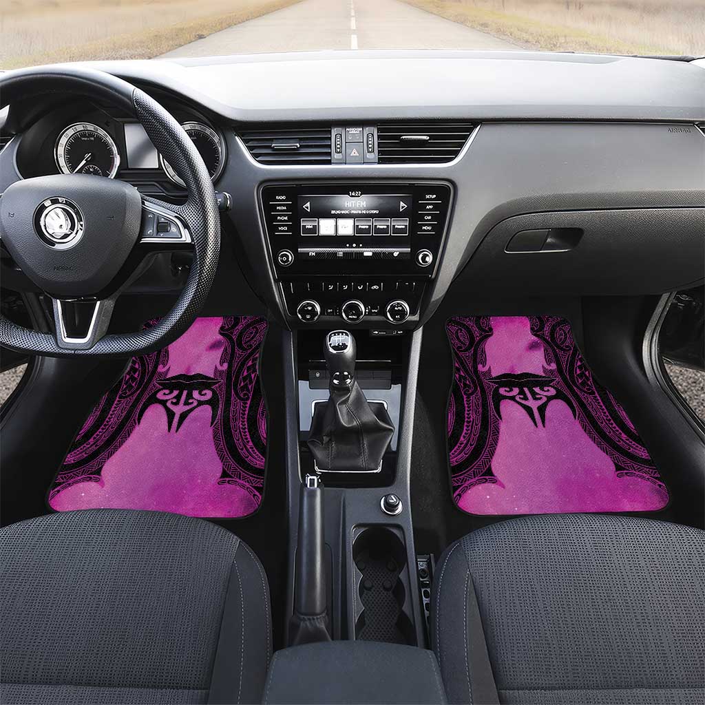 Personalised Moko Kauae New Zealand Car Mats Maori Chin Tattoo Pink LT14 Set 2pcs - Front Pink - Polynesian Pride