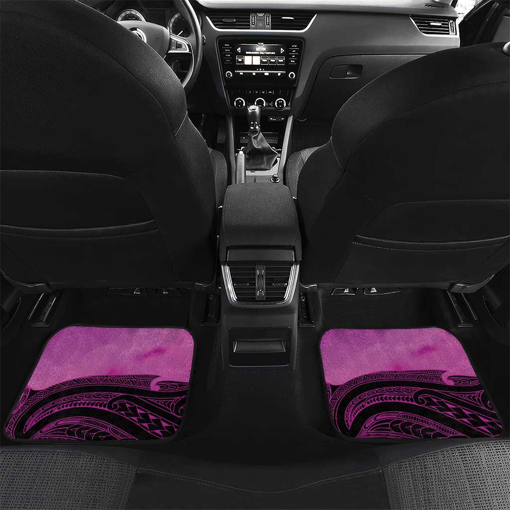 Personalised Moko Kauae New Zealand Car Mats Maori Chin Tattoo Pink LT14 Set 2pcs - Back Pink - Polynesian Pride