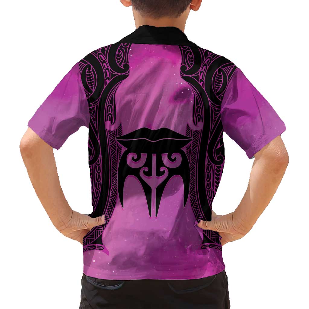 Personalised Moko Kauae New Zealand Family Matching Long Sleeve Bodycon Dress and Hawaiian Shirt Maori Chin Tattoo Pink LT14 - Polynesian Pride